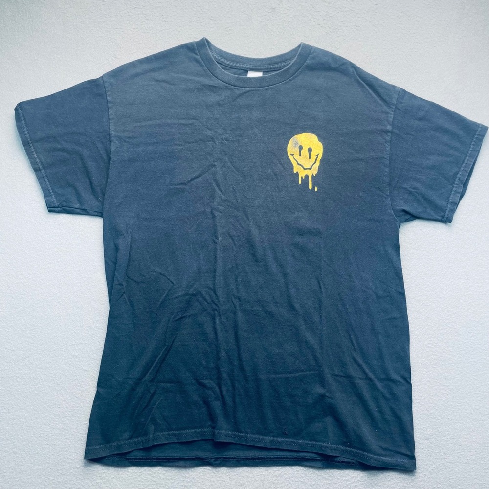 Y2K Dripping Smiley Face Graphic Streetwear T Shirtβ Black Size L